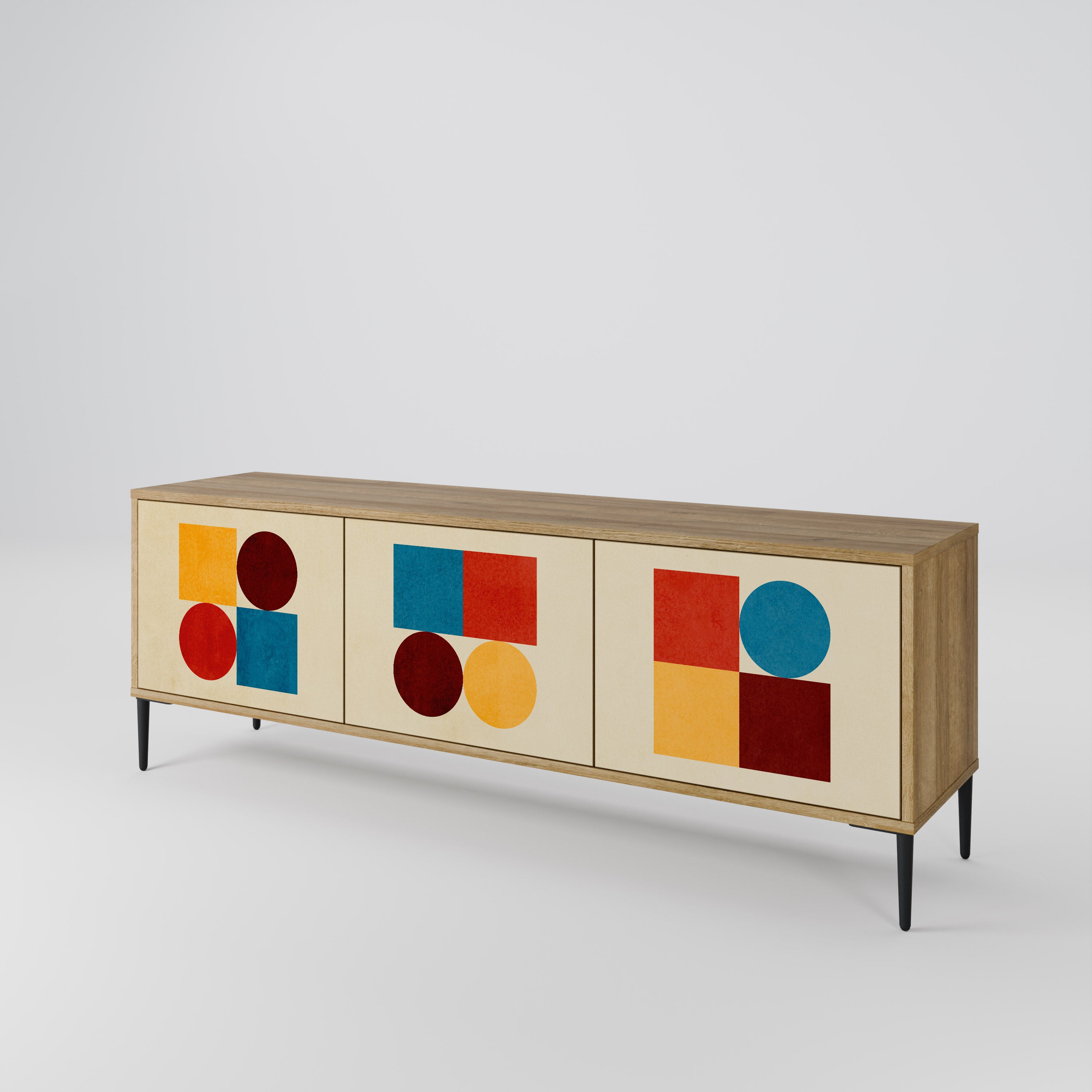 GEOMETRIC PUZZLE TV-bänk med 3 dörrar