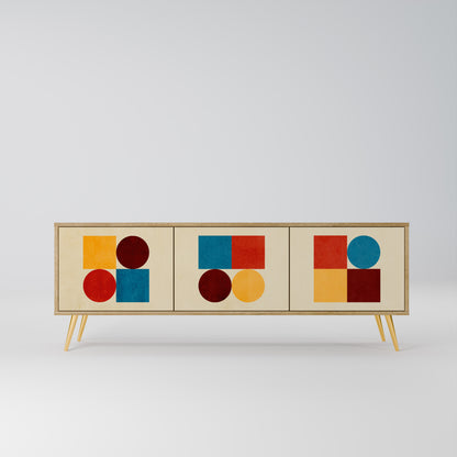 GEOMETRIC PUZZLE 3-Door TV Stand in Oak Effect