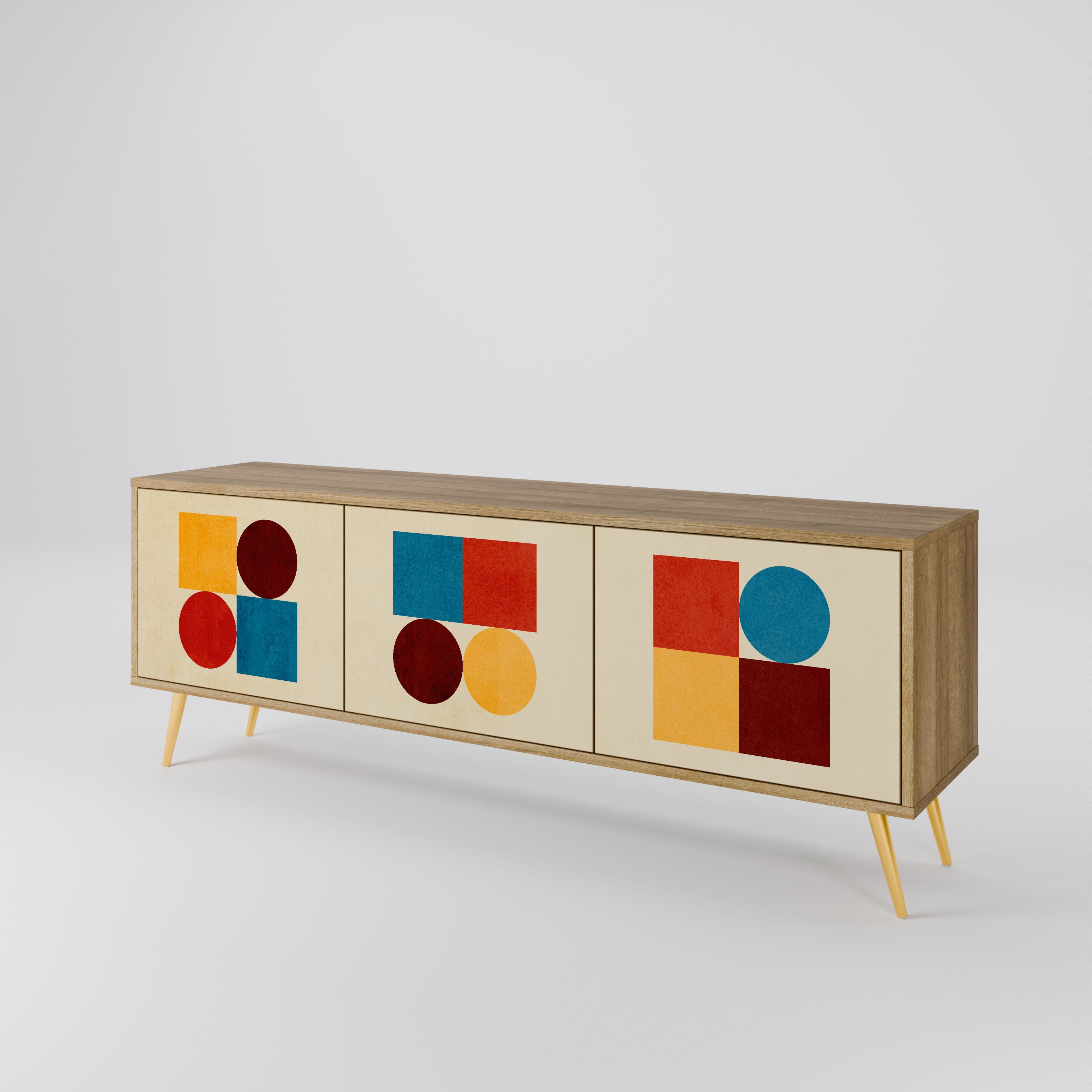 GEOMETRIC PUZZLE TV-bänk med 3 dörrar