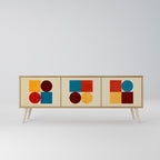 GEOMETRIC PUZZLE 3-Door TV Stand in Oak Effect