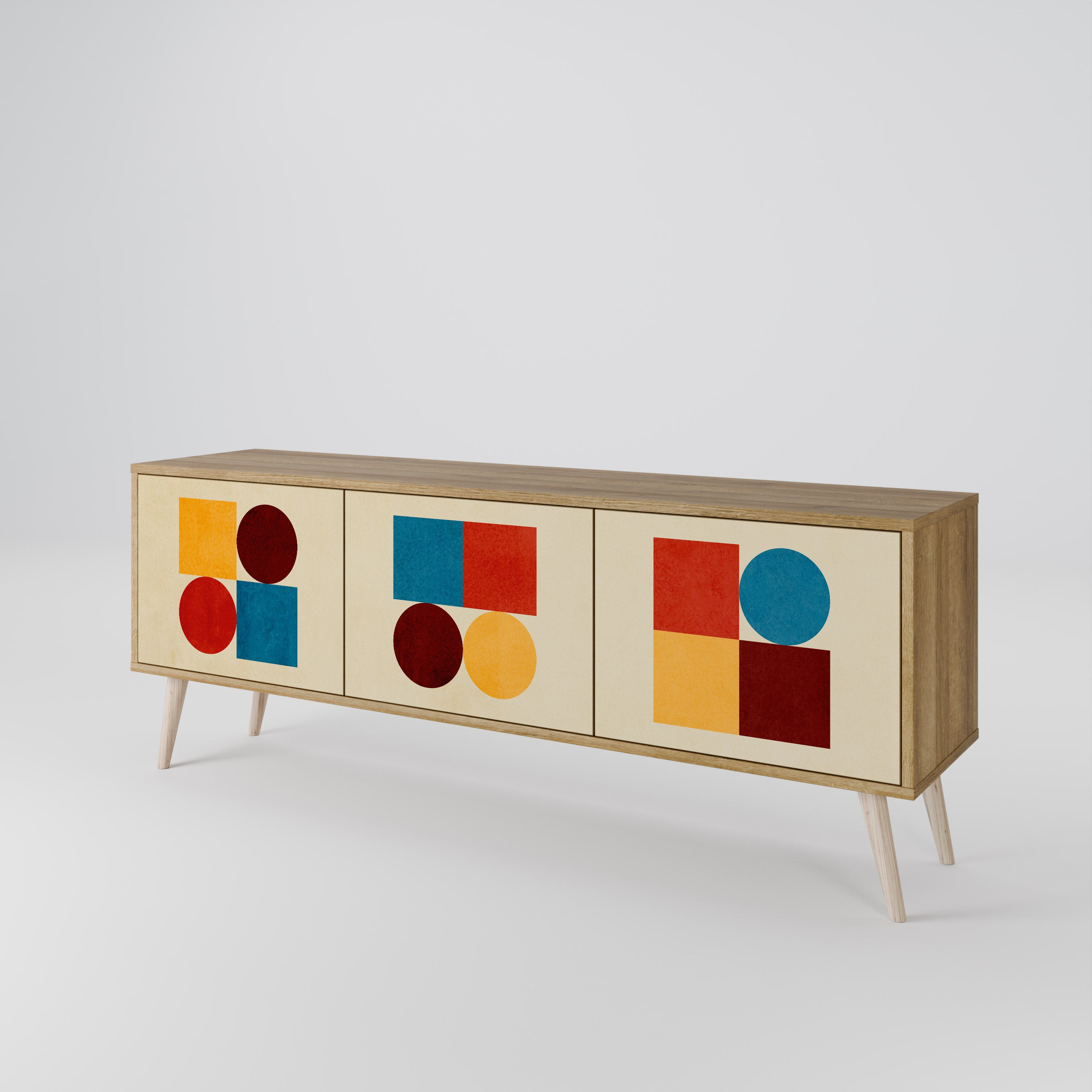 GEOMETRIC PUZZLE TV-bänk med 3 dörrar