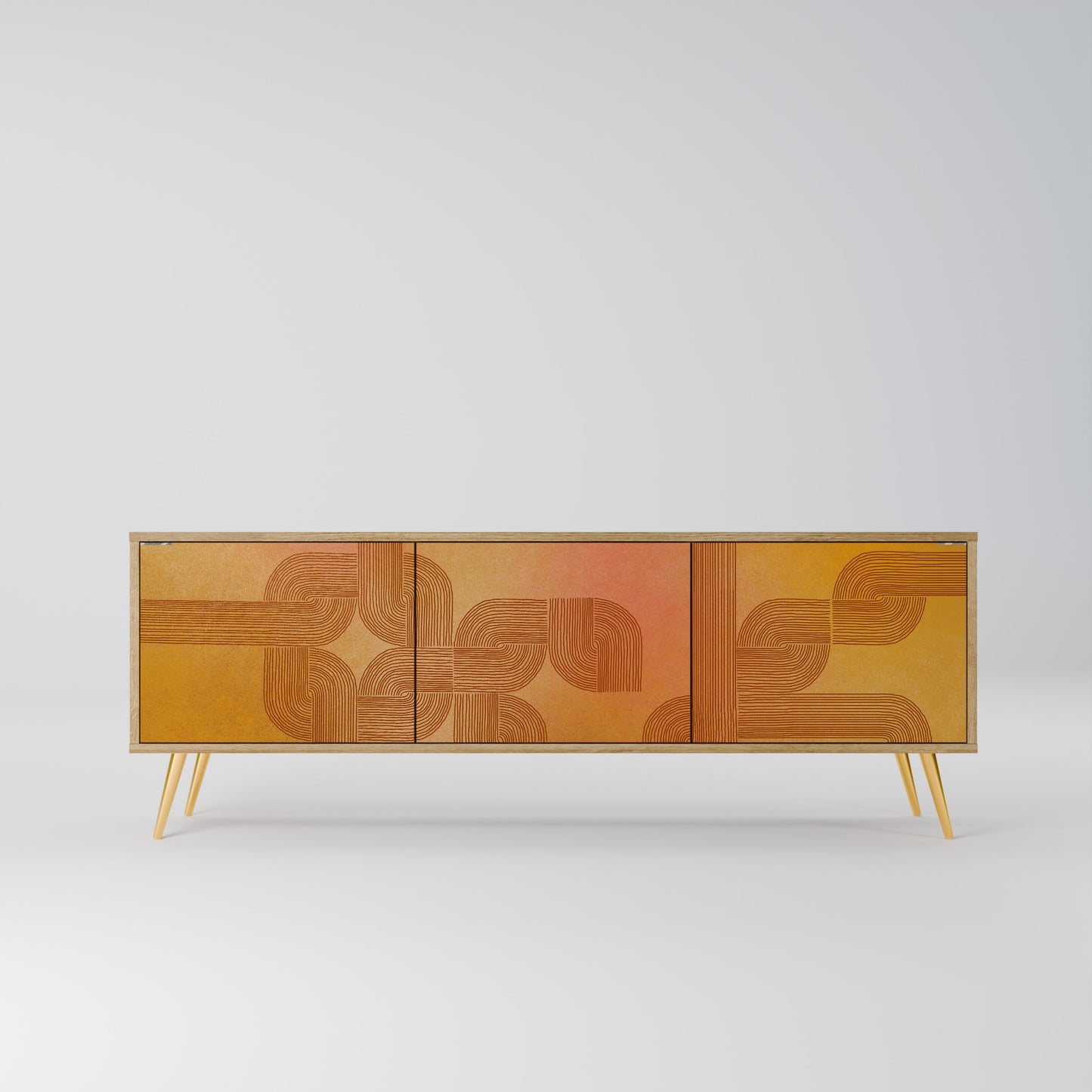 STRENGTHENING RELATION 3-Door TV Stand in Oak Effect