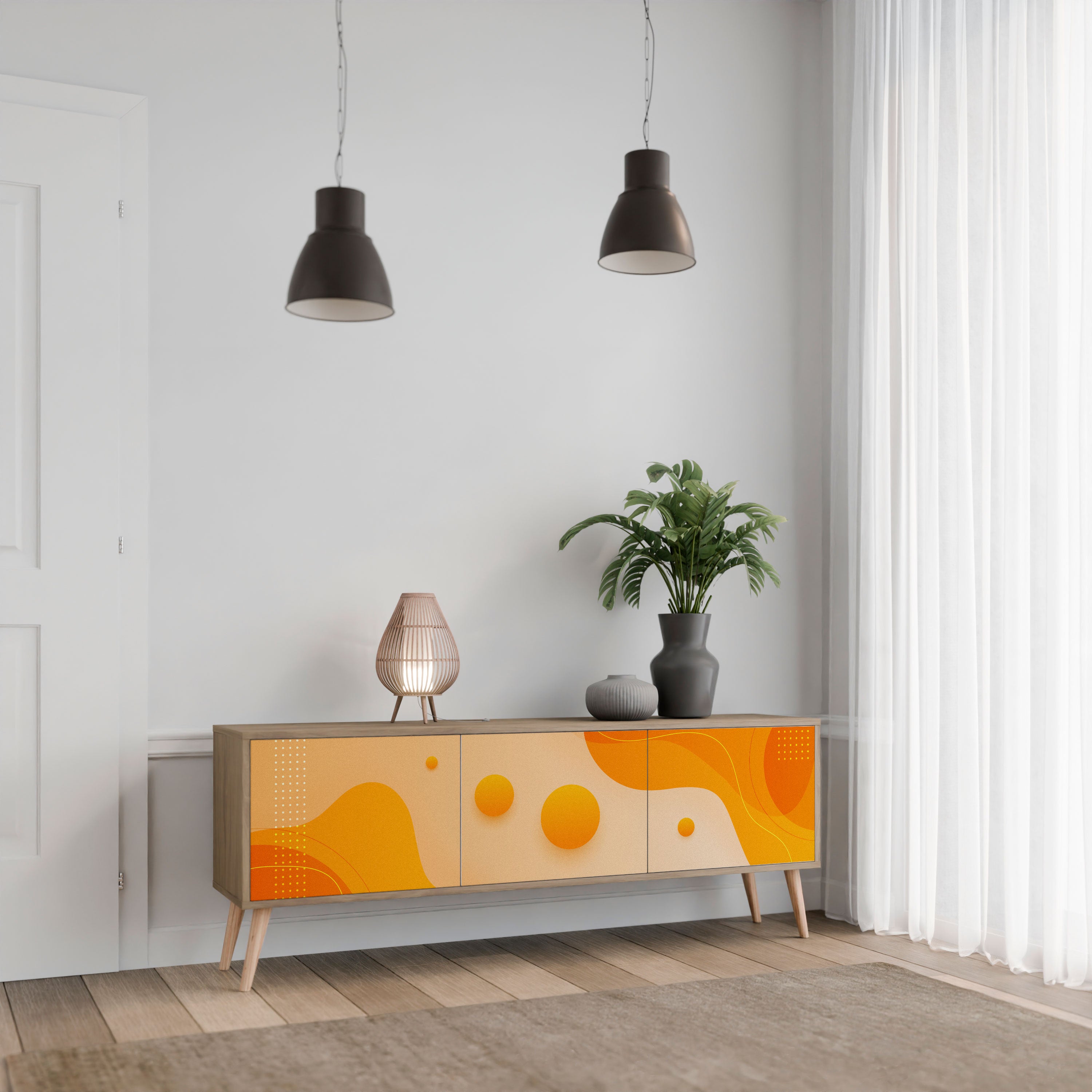 ORANGE ARrangemang 3-dörrars TV-bänk i ekeffekt