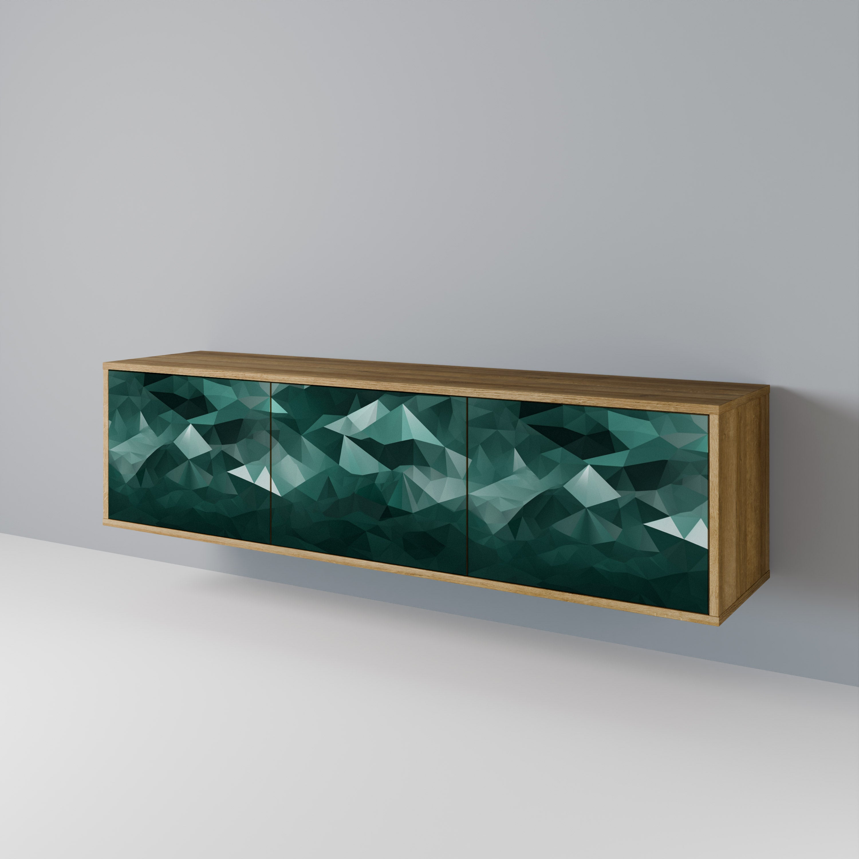 POLYGONAL FLOATING TV-bänk med 3 dörrar