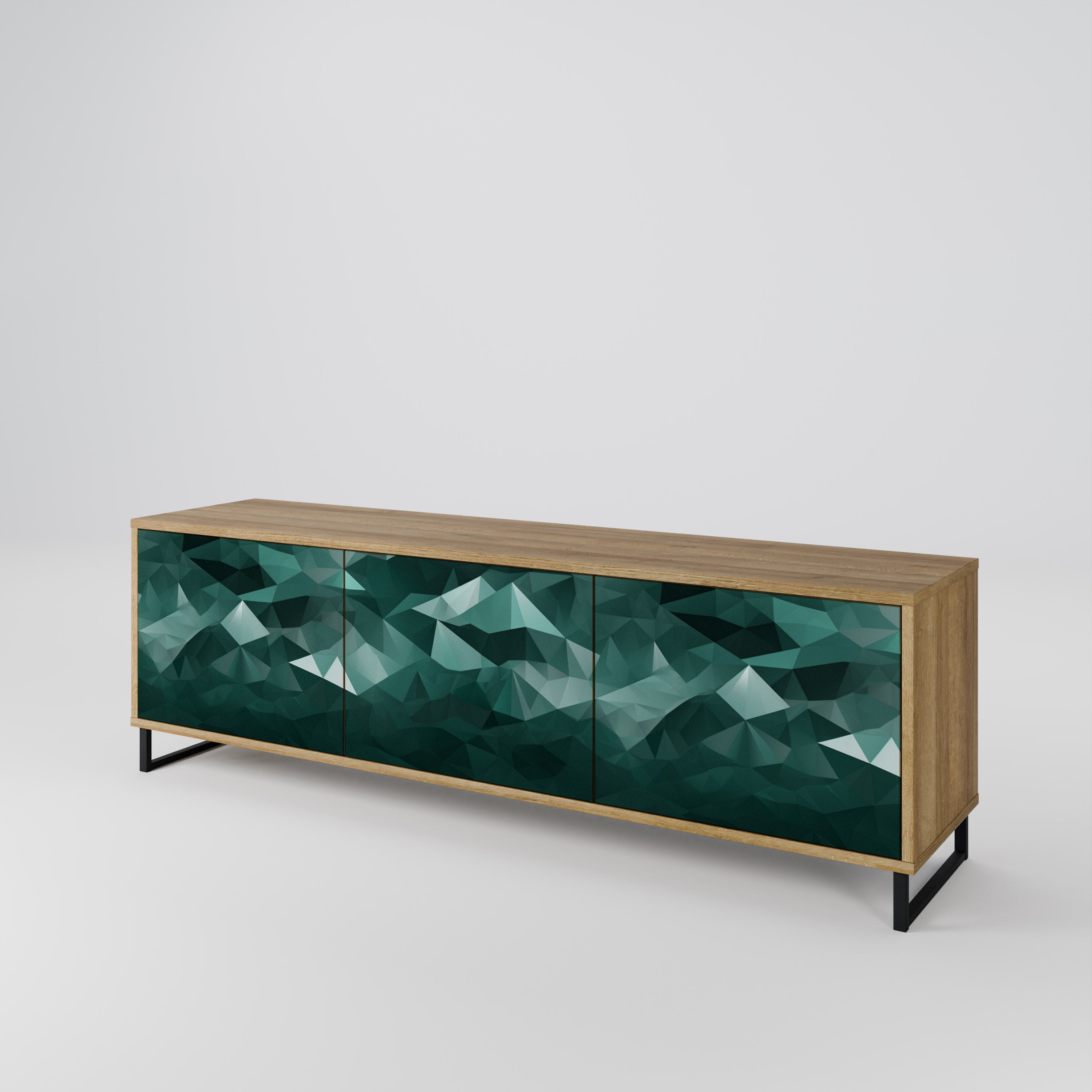 POLYGONAL FLOATING TV-bänk med 3 dörrar