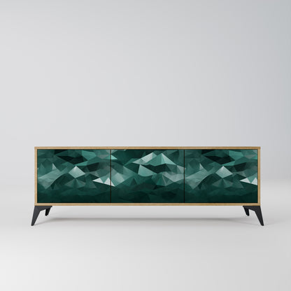 POLYGONAL FLOATING 3-Door TV Stand in Oak Effect