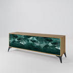POLYGONAL FLOATING 3-Door TV Stand in Oak Effect