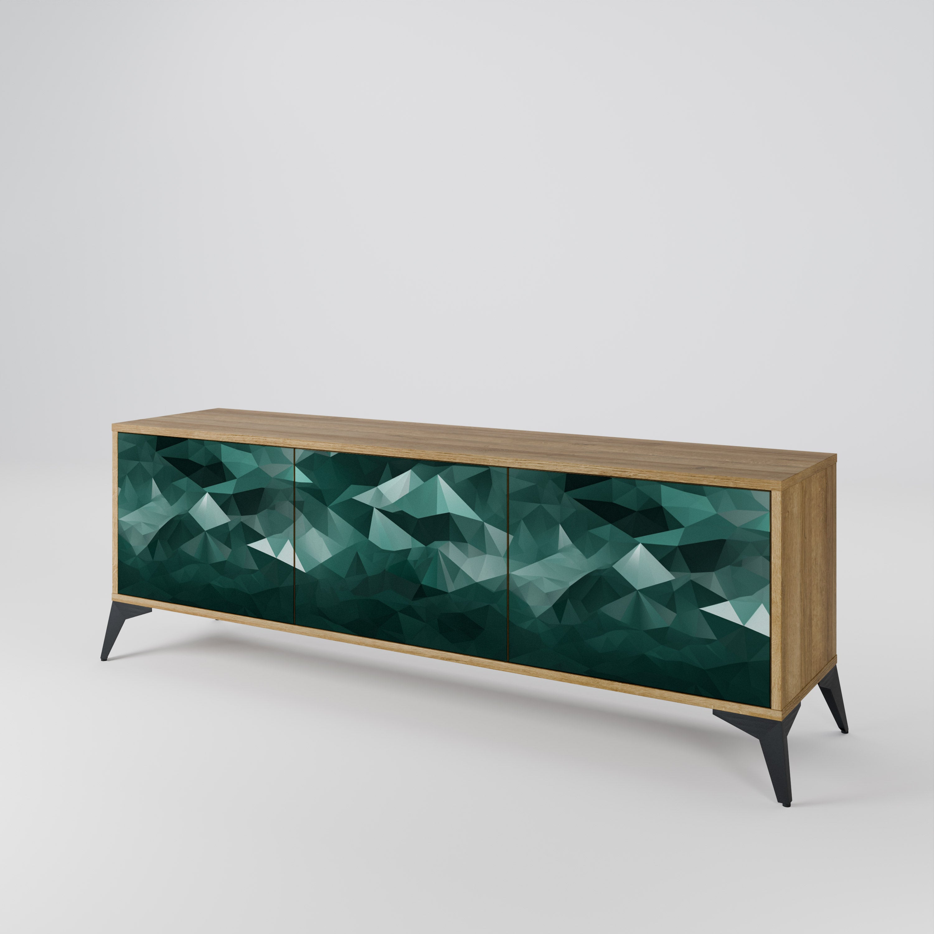 POLYGONAL FLOATING TV-bänk med 3 dörrar