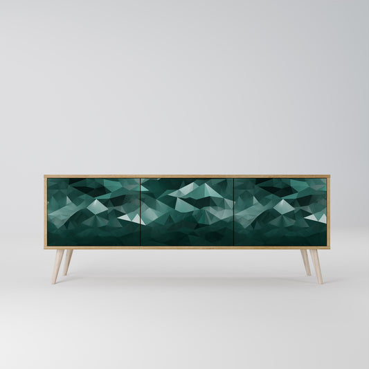 POLYGONAL FLOATING 3-Door TV Stand in Oak Effect
