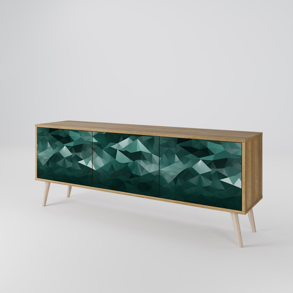 POLYGONAL FLYTANDE 3-dörrars TV-bänk i ekeffekt