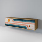 TWO HALVES 3-Door TV Stand in Oak Effect