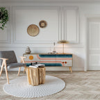 TWO HALVES 3-Door TV Stand in Oak Effect