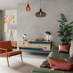 TWO HALVES 3-Door TV Stand in Oak Effect