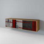 GRAY FIGURES 3-Door TV Stand in Oak Effect