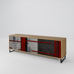 GRAY FIGURES 3-Door TV Stand in Oak Effect