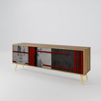 GRAY FIGURES 3-Door TV Stand in Oak Effect