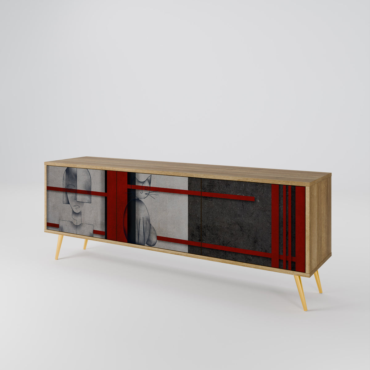 GRAY FIGURES 3-Door TV Cabinet