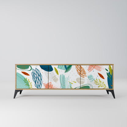 BOTANICAL HURRICANE 3-Door TV Stand in Oak Effect