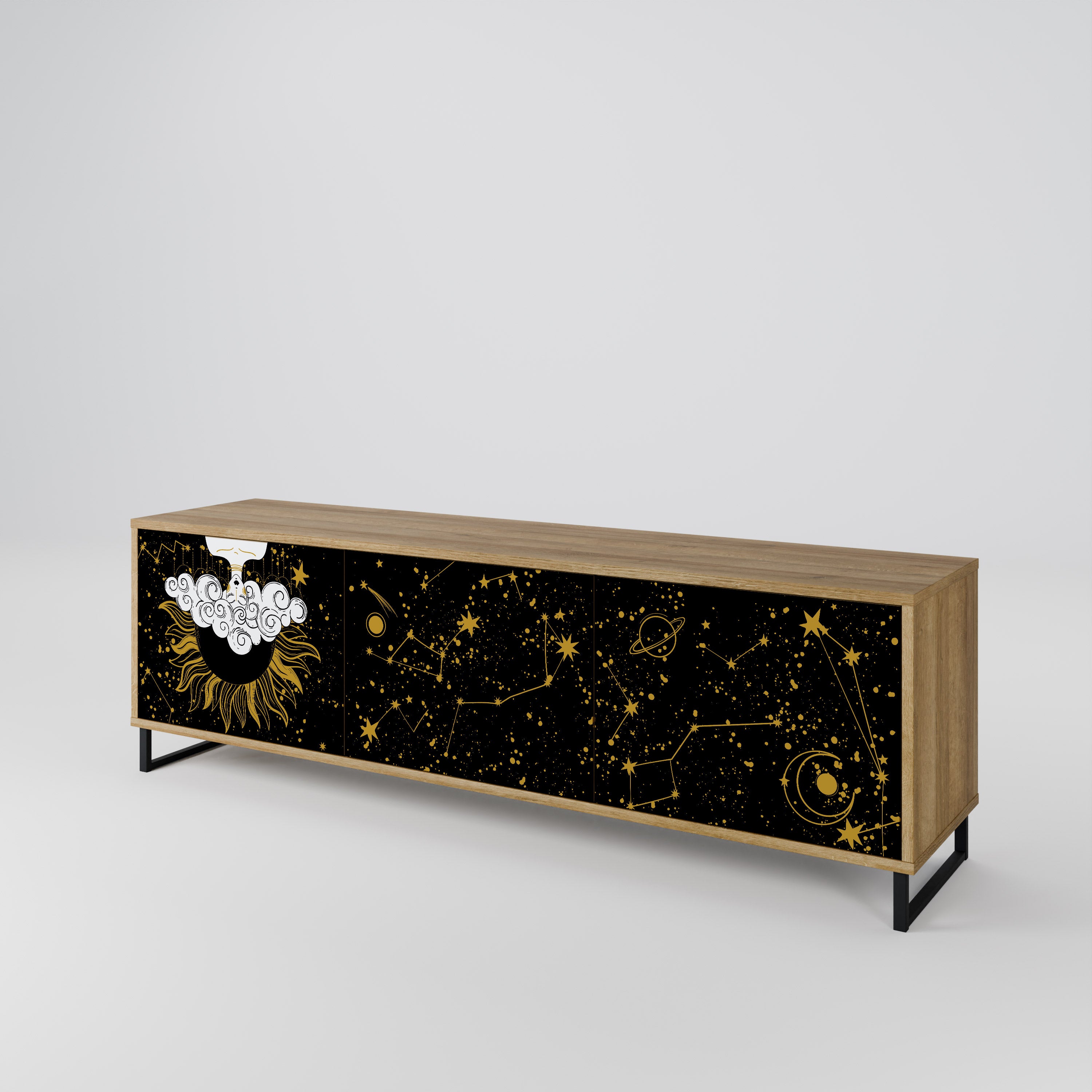 STELLAR CONSTELLATIONS 3-dörrars TV-bänk i ekeffekt