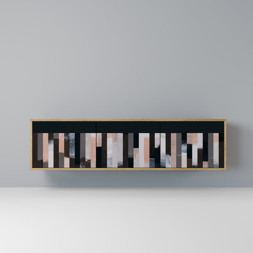 COLLAGE OF RECTANGLES 3-dörrars TV-bänk i ekeffekt