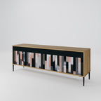 COLLAGE OF RECTANGLES 3-Door TV Stand in Oak Effect