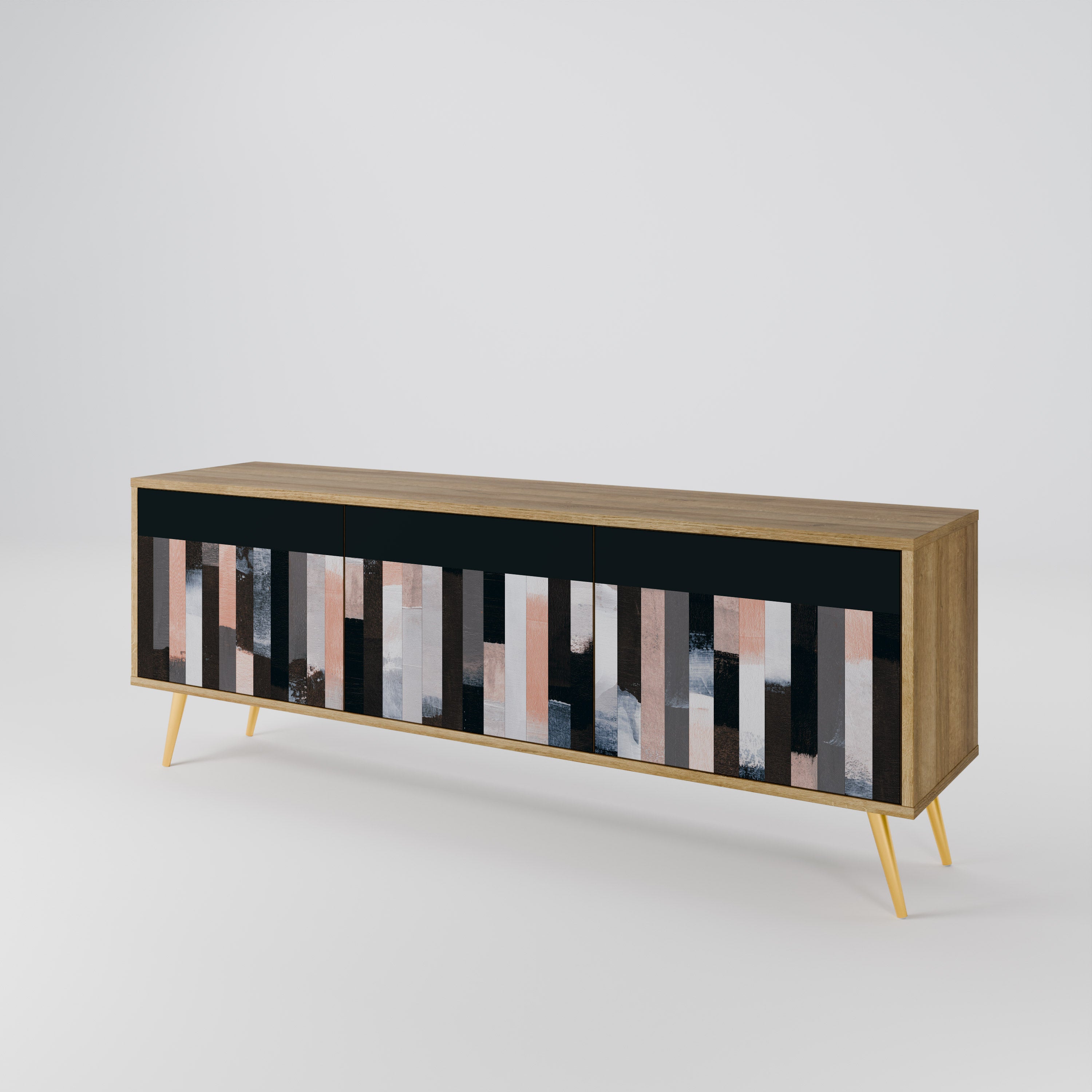 COLLAGE OF RECTANGLES TV-bänk med 3 dörrar