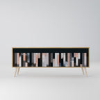 COLLAGE OF RECTANGLES 3-Door TV Stand in Oak Effect