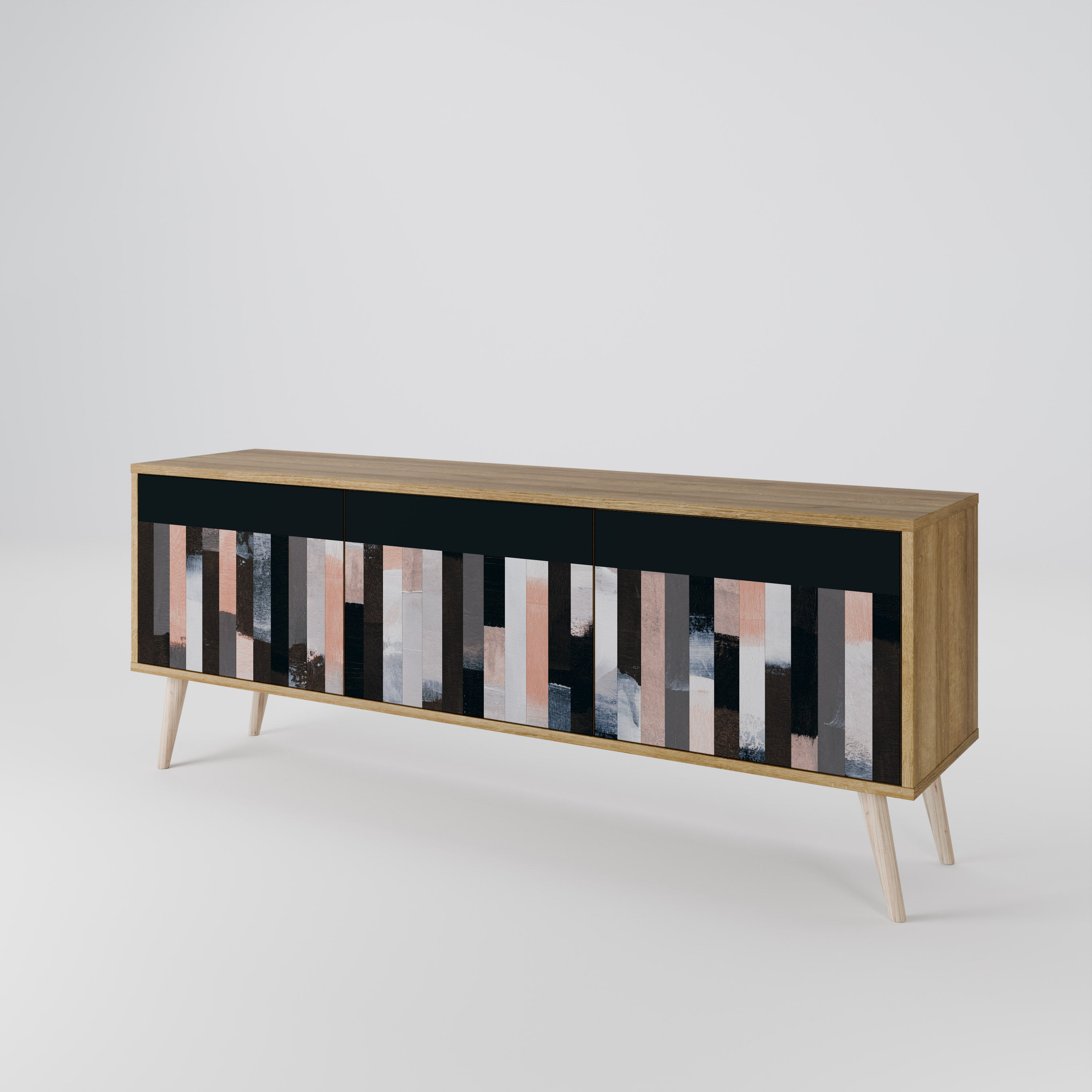 COLLAGE OF RECTANGLES TV-bänk med 3 dörrar