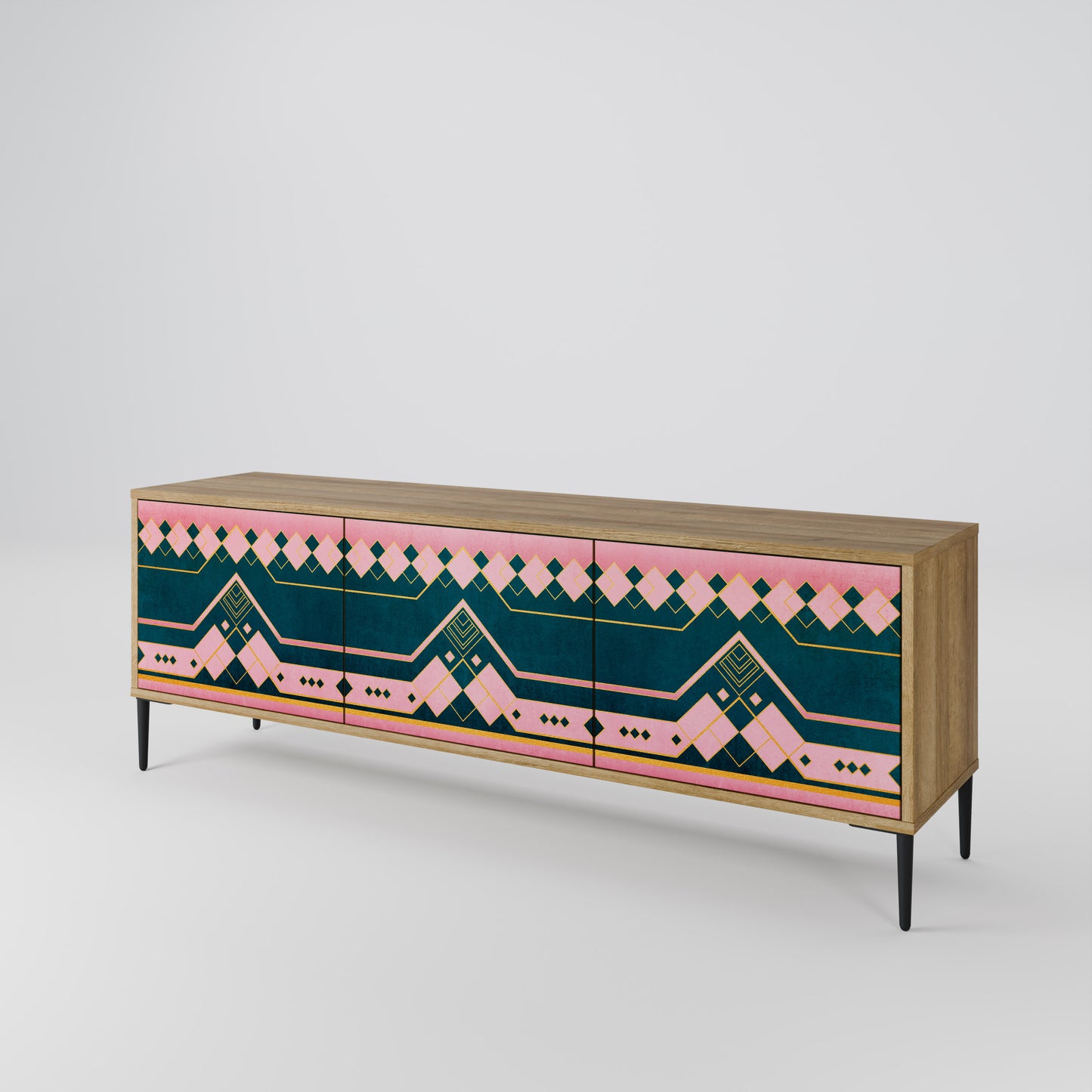 ROYAL COMPOSITION 3-Door TV Stand in Oak Effect