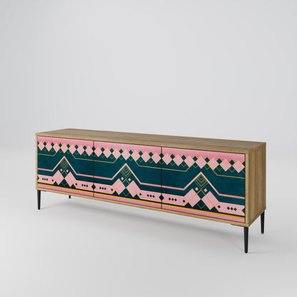 ROYAL COMPOSITION 3-Door TV Stand in Oak Effect