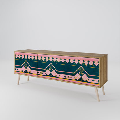 ROYAL COMPOSITION 3-Door TV Stand in Oak Effect