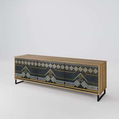ROYAL ORDINARINESS 3-Door TV Stand in Oak Effect