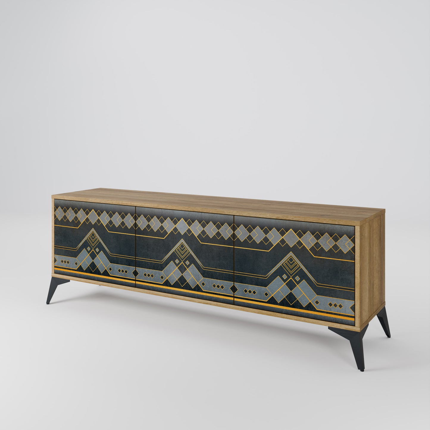 ROYAL ORDINARINESS 3-Door TV Stand in Oak Effect
