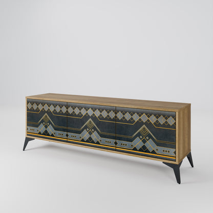 ROYAL ORDINARINESS 3-Door TV Stand in Oak Effect
