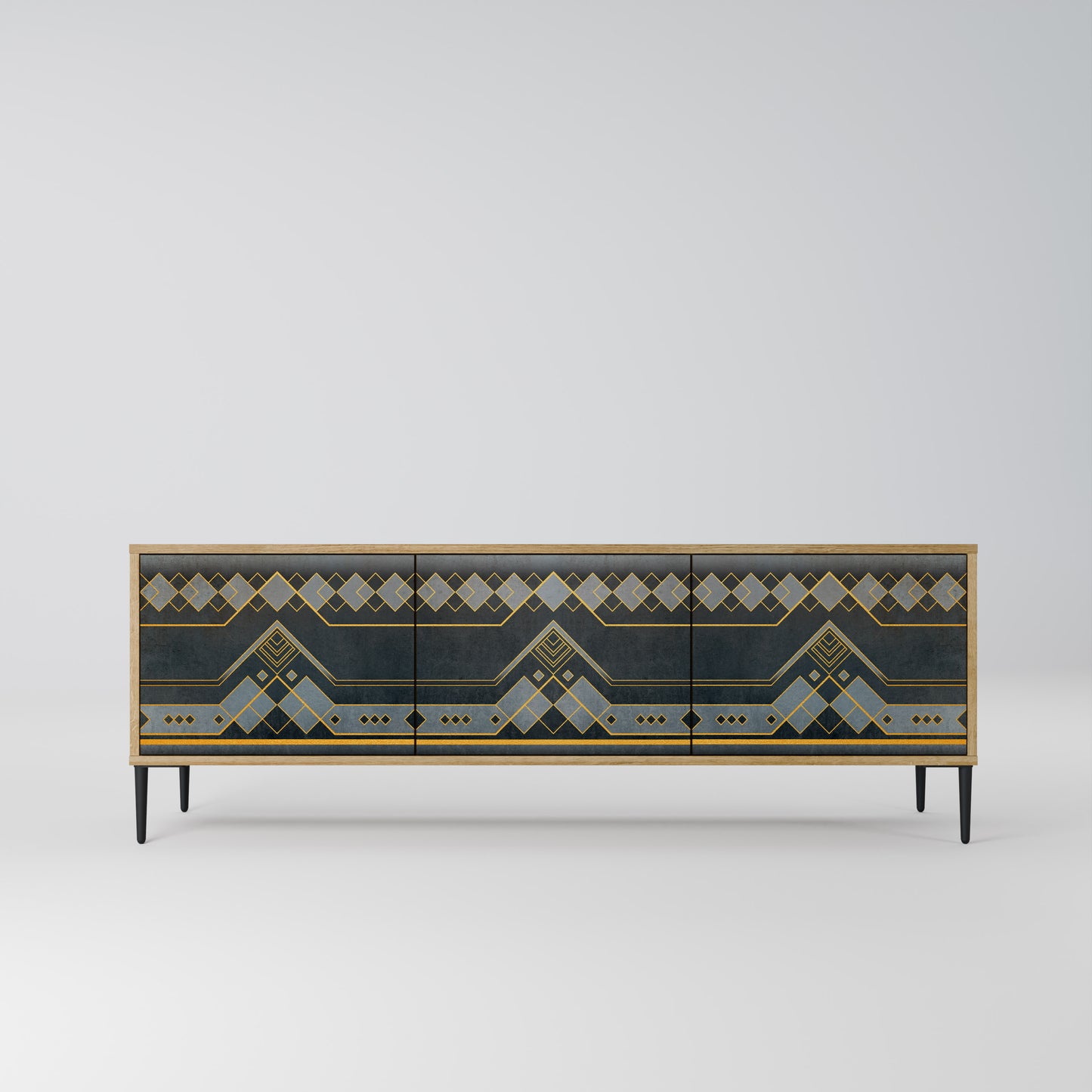 ROYAL ORDINARINESS 3-Door TV Stand in Oak Effect