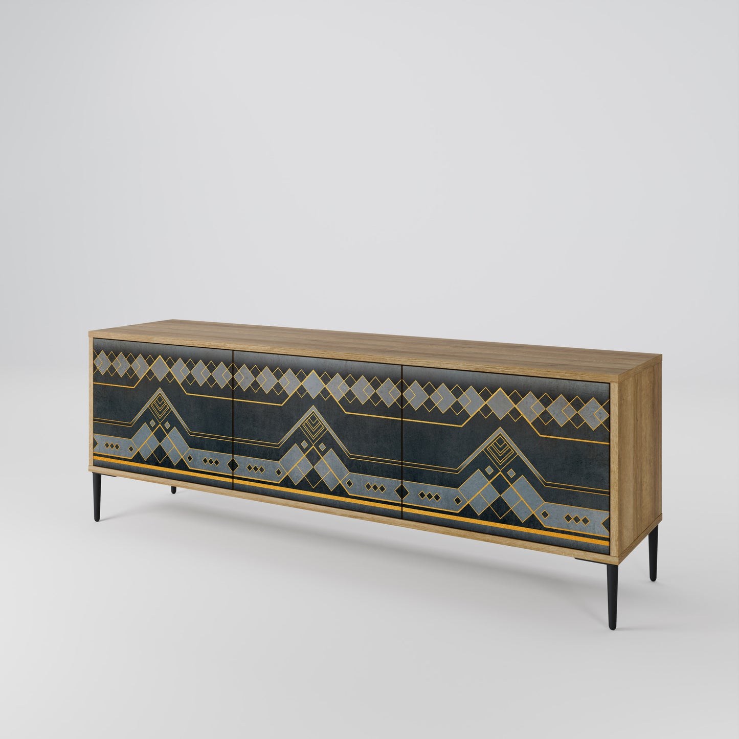 ROYAL ORDINARINESS 3-Door TV Stand in Oak Effect