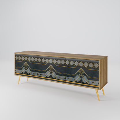 ROYAL ORDINARINESS 3-Door TV Stand in Oak Effect