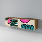 GEOMETRIC RHAPSODY 3-Door TV Stand in Oak Effect