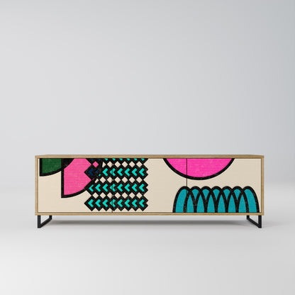 GEOMETRIC RHAPSODY 3-dörrars TV-bänk i ekeffekt