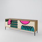 GEOMETRIC RHAPSODY 3-Door TV Stand in Oak Effect