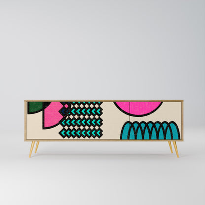 GEOMETRIC RHAPSODY 3-dörrars TV-bänk i ekeffekt