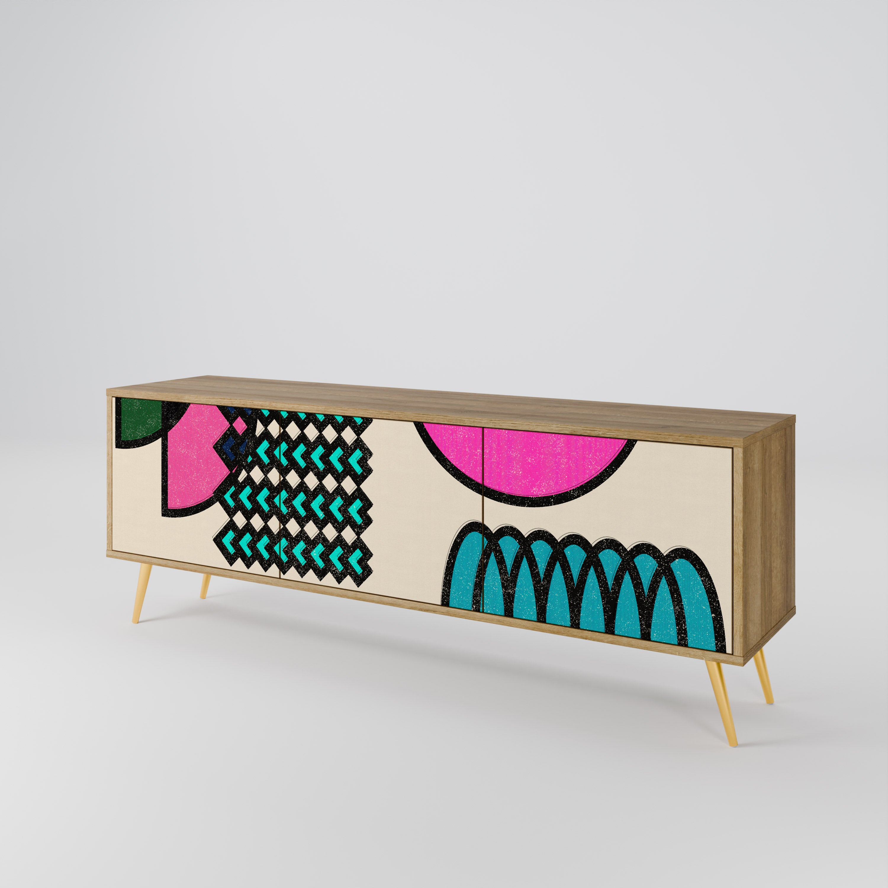 GEOMETRIC RHAPSODY TV-bänk med 3 dörrar