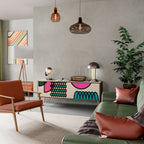 GEOMETRIC RHAPSODY 3-Door TV Stand in Oak Effect