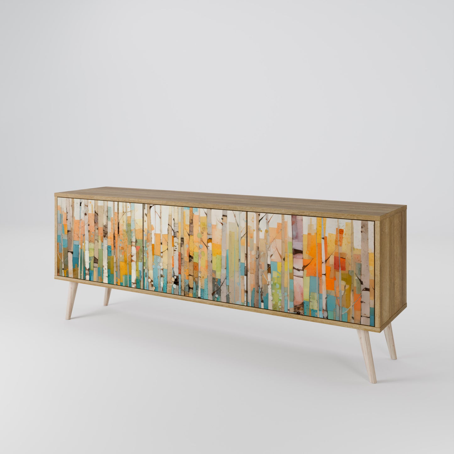 BIRCH KALEIDOSCOPE TV-bänk med 3 dörrar