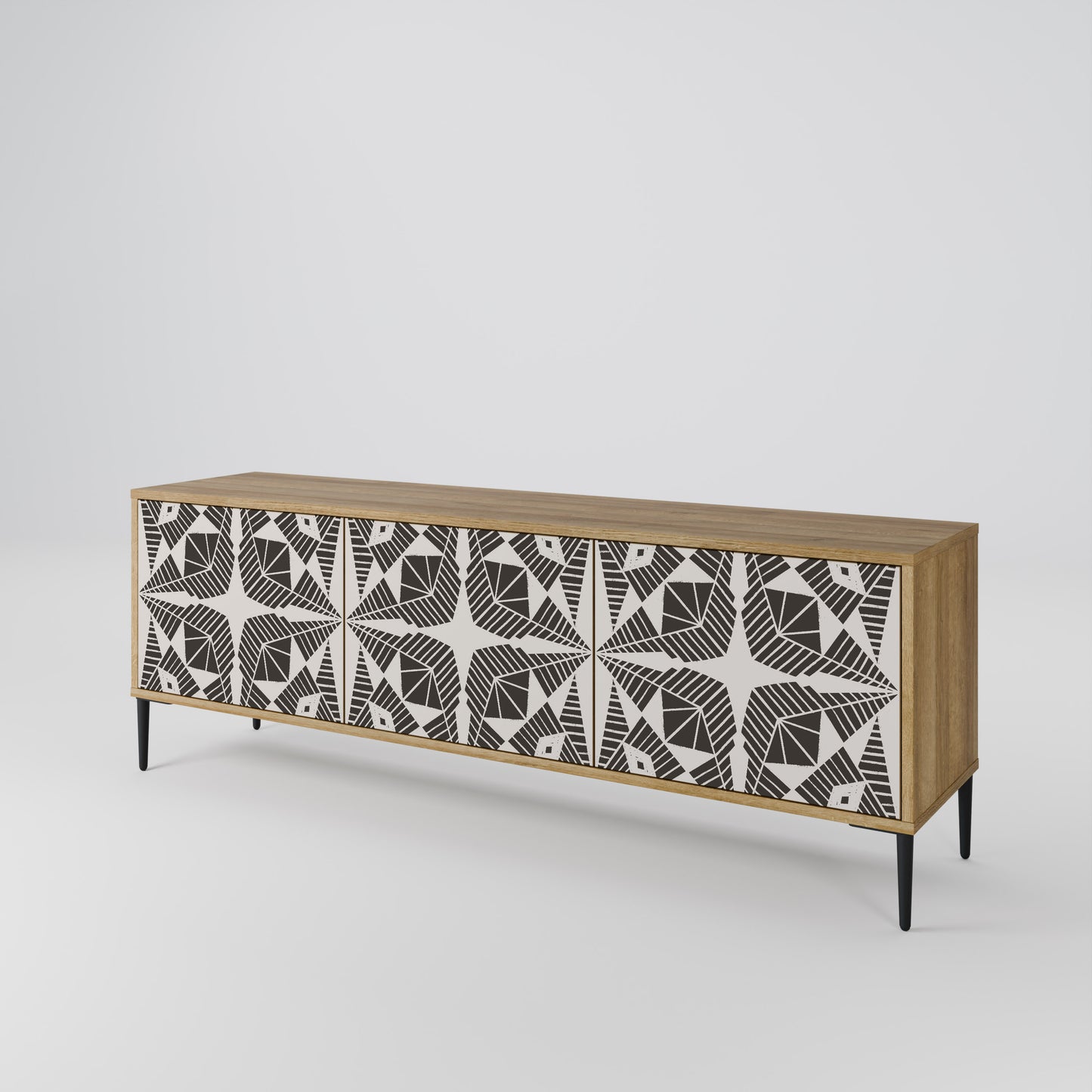 MONOCHROME NEXUS 3-Door TV Stand in Oak Effect
