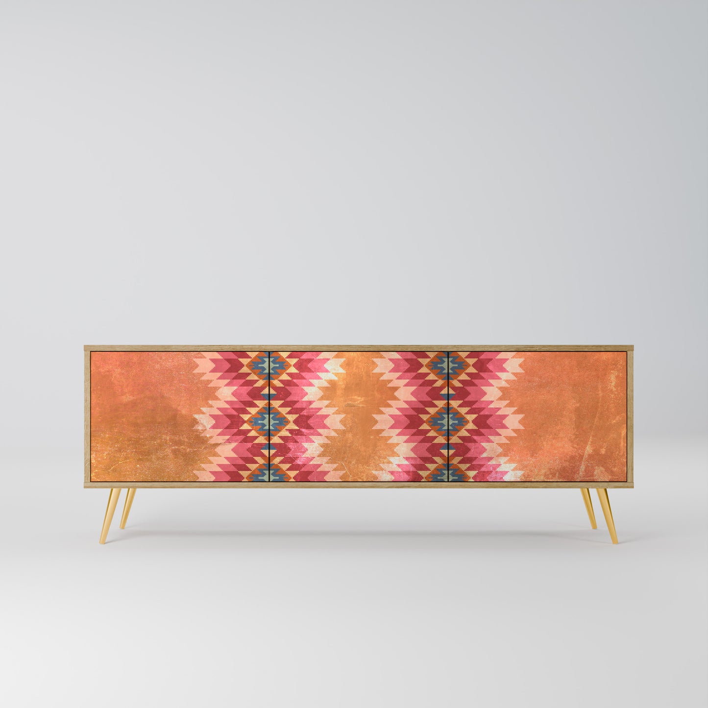 INDIAN FOLK 3-Door TV Stand in Oak Effect