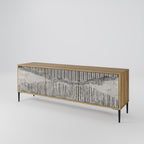 GRAIN LINES 3-Door TV Stand in Oak Effect