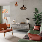 GRAIN LINES 3-Door TV Stand in Oak Effect