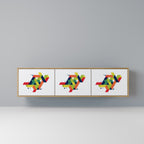 FUTURE SIGN 3-Door TV Stand in Oak Effect