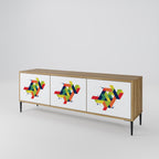 FUTURE SIGN 3-Door TV Stand in Oak Effect